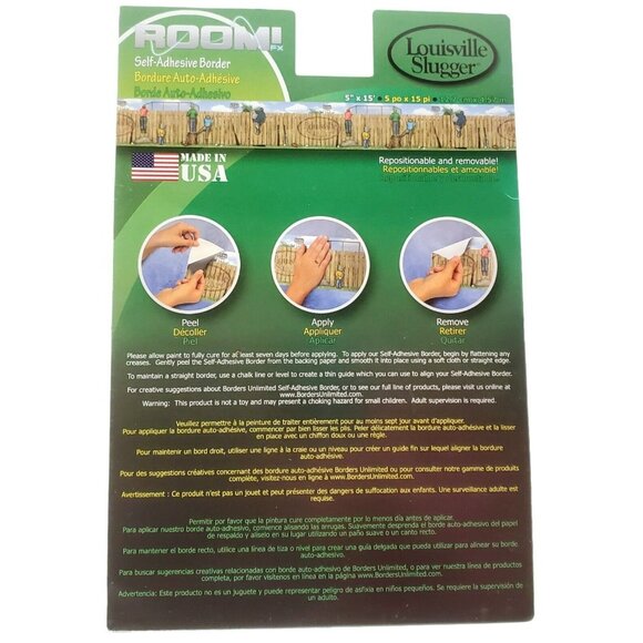 2 Louisville Slugger Border Self Adhesive Removable Wall Paper Baseball Boy Bat - Picture 4 of 9